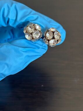 Crystal Cluster Stud Earrings in Clear and Gold